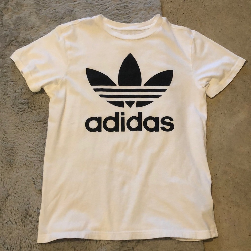 youth white adidas tee